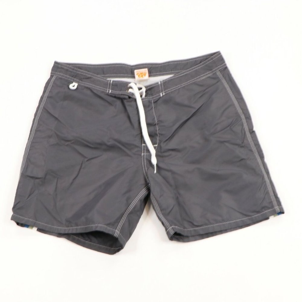 Sundek Striped Lined Nylon Swim Trunks Shorts Gray